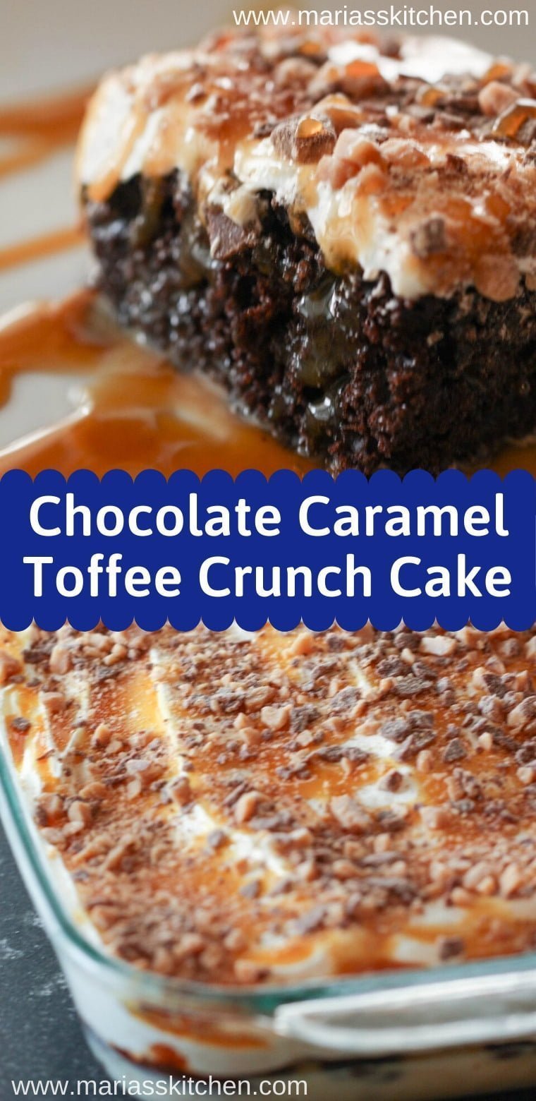Easy Chocolate Caramel Toffee Crunch Cake Recipe   Maria's Kitchen