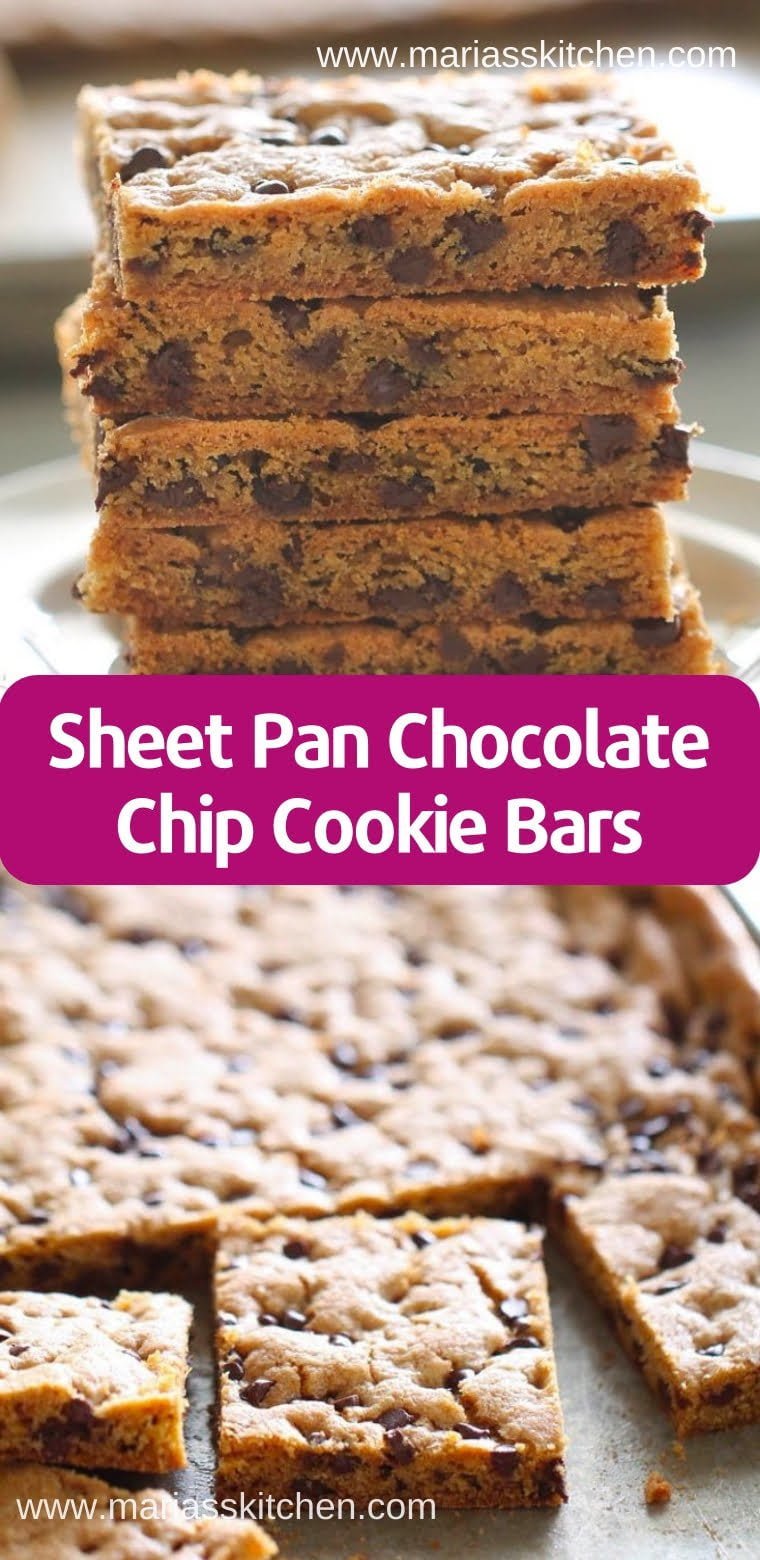 Sheet Pan Chocolate Chip Cookie Bars Recipe - Maria's Kitchen