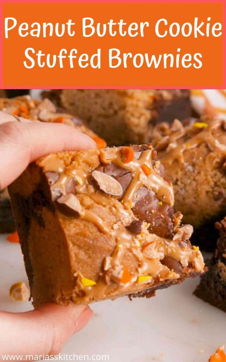 Delicious Peanut Butter Cookie Stuffed Brownies Maria's Kitchen