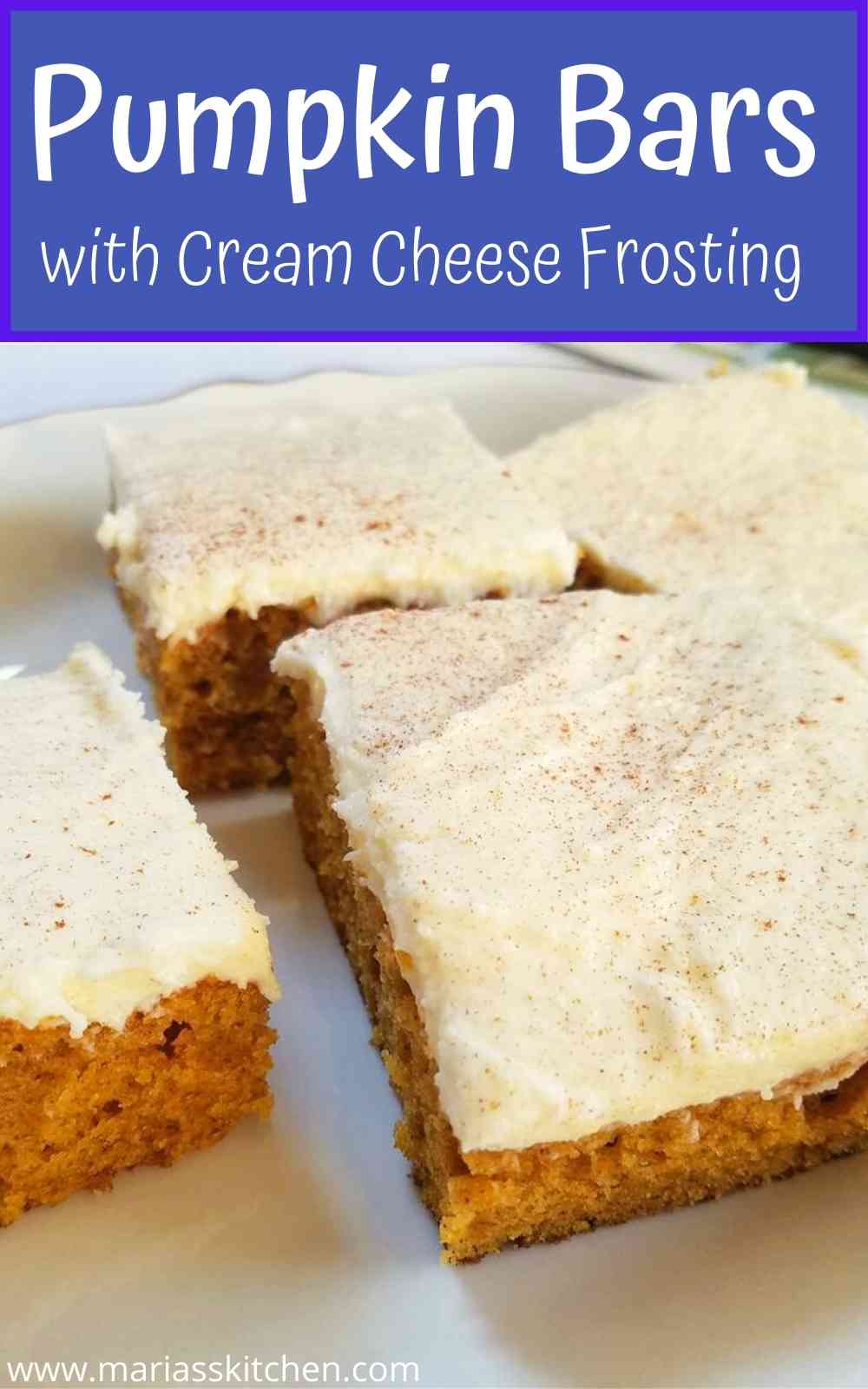Delicious Pumpkin Bars with Cream Cheese Frosting - Maria's Kitchen