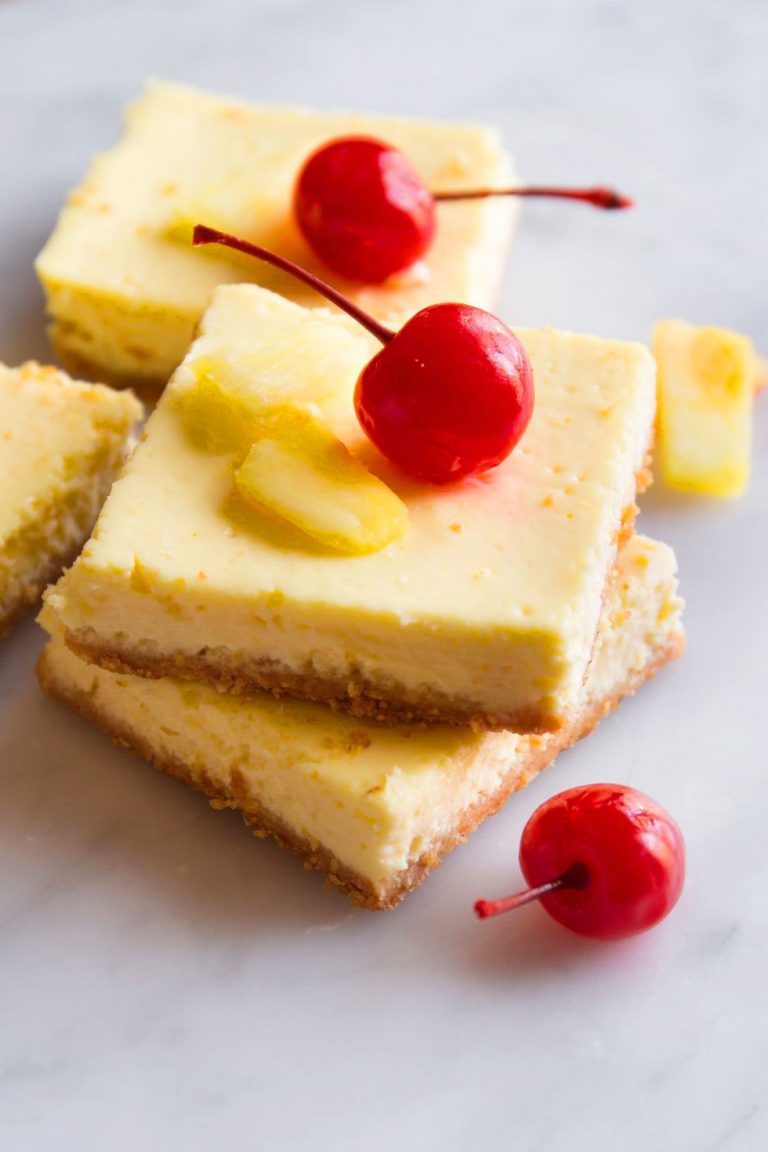 Easy and Delicious Skinny Pineapple Cheesecake Bars - Maria's Kitchen