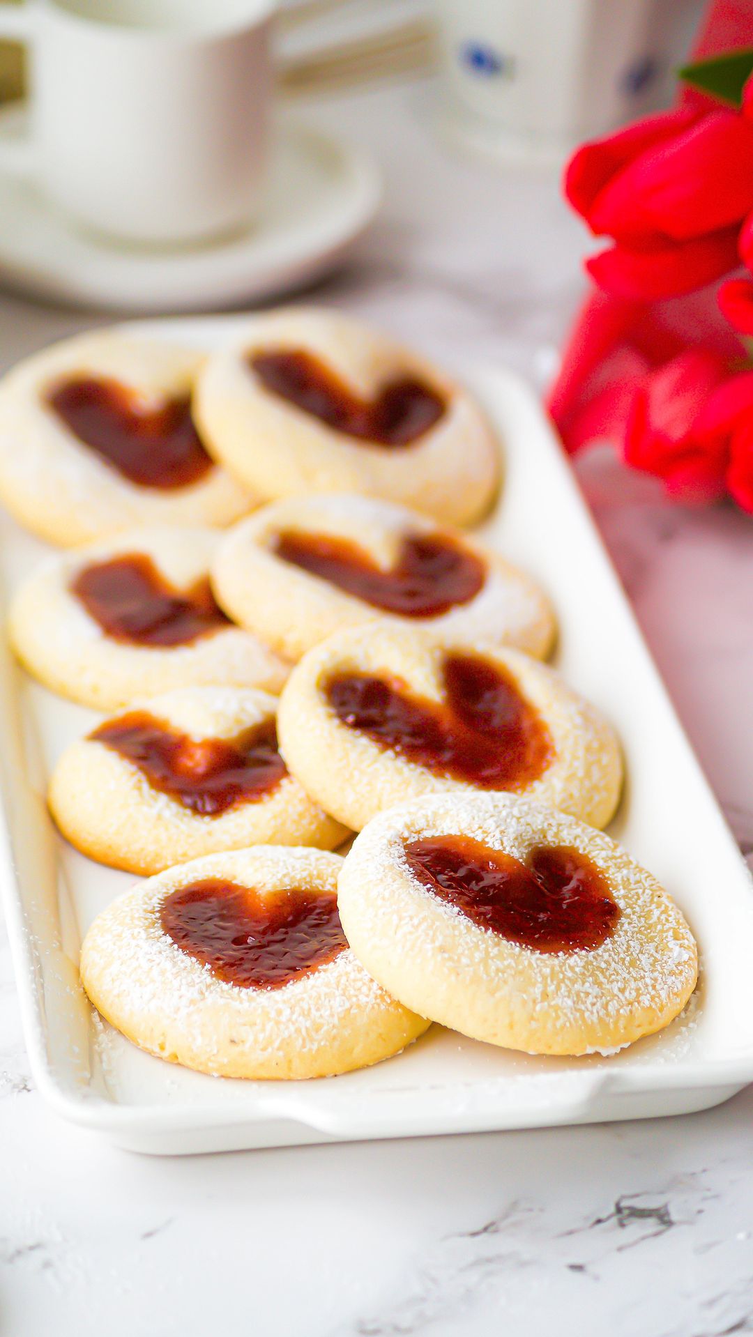 Heartshaped jamfilled Shortbread Cookies Maria's Kitchen
