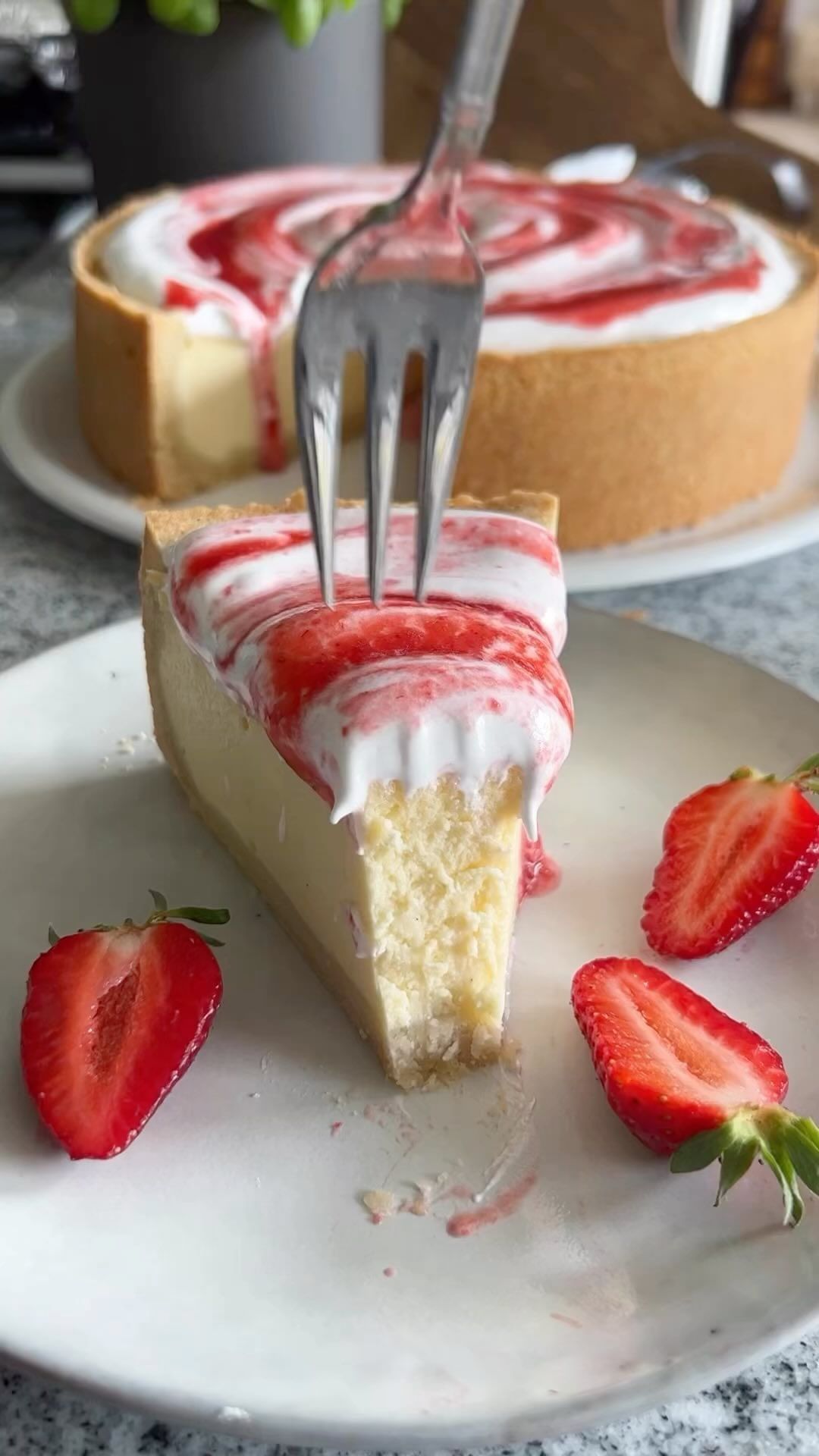 New York Cheesecake with Strawberry Marshmallow Fluff Maria's Kitchen