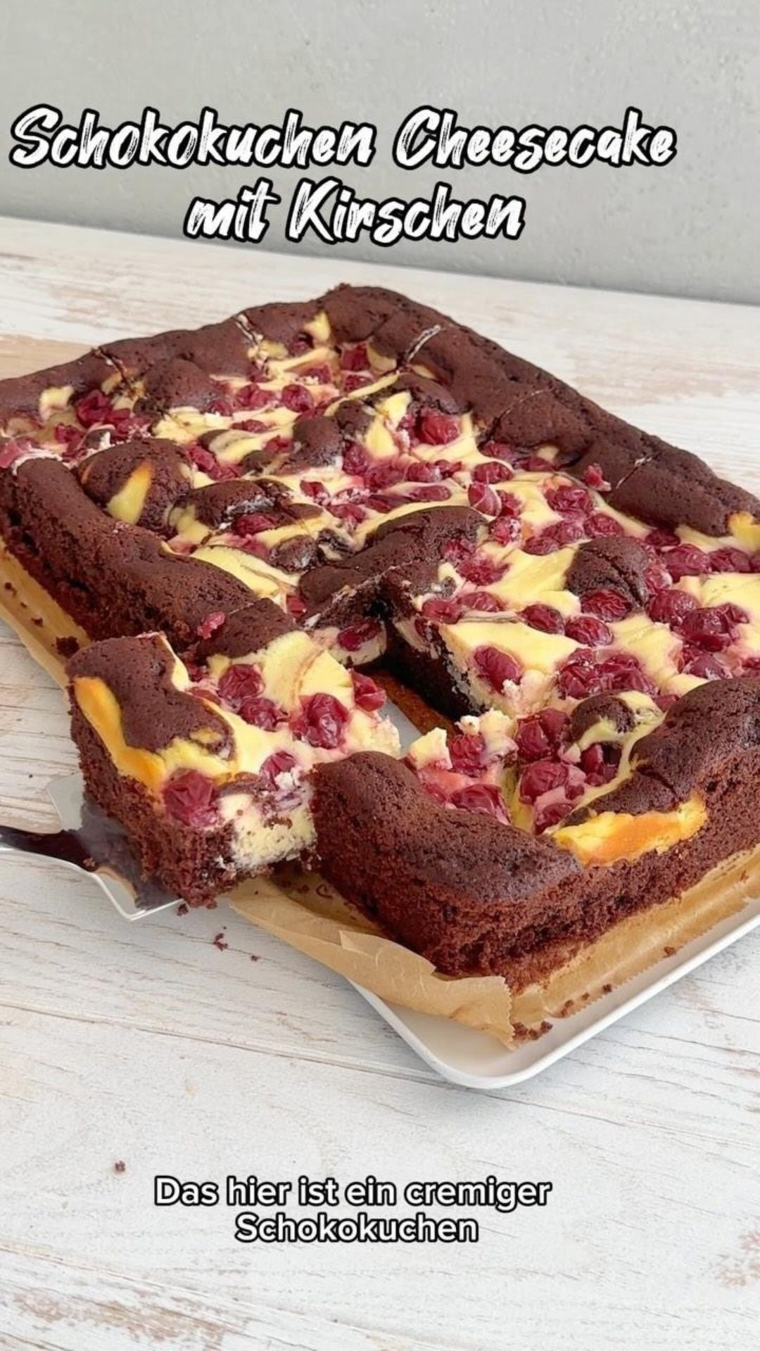 Chocolate Cake Cheesecake with Cherries