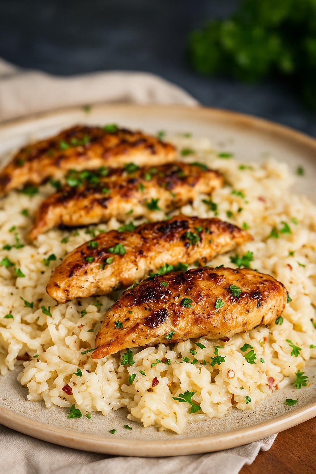 Chicken Scampi with Garlic Parmesan Rice - Easy Weeknight Dinner Recipe