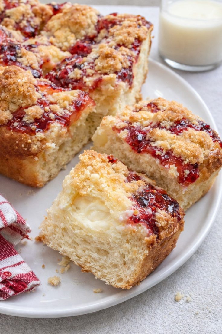 Fluffy Vanilla Cream & Strawberry Jam Buns - Best Brunch Recipe for Mother’s Day