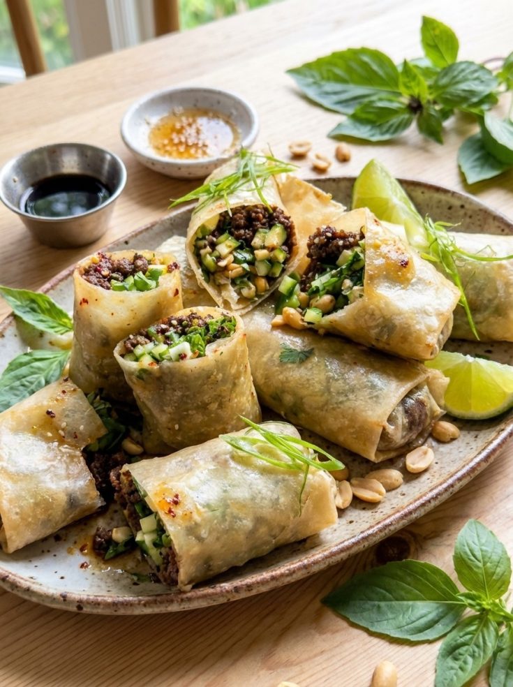 20-Minute Thai Basil Beef Rolls - Fast & Easy Appetizer Recipes with Asian Flavor