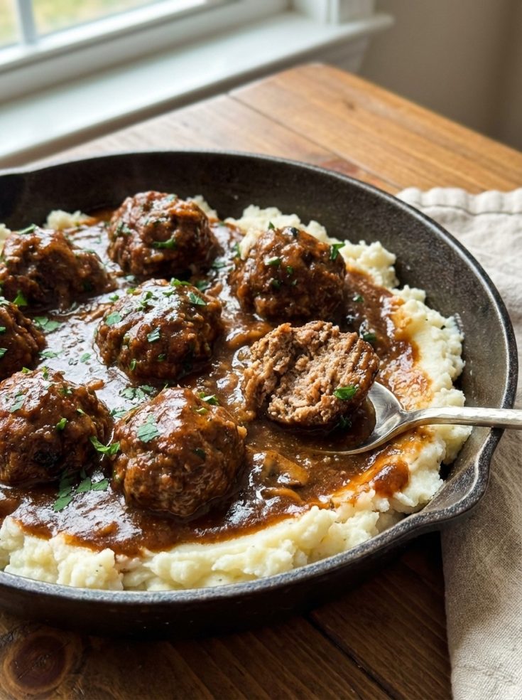 Crockpot Salisbury Steak Meatballs – Easy Slow Cooker Fall Dinner Idea