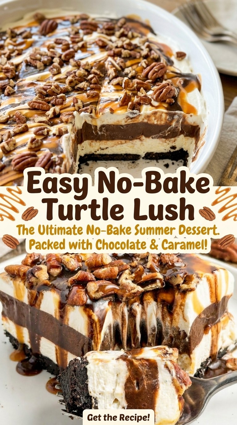 Easy No-Bake Turtle Lush – A Fun Summer Dessert Packed with Chocolate and Caramel