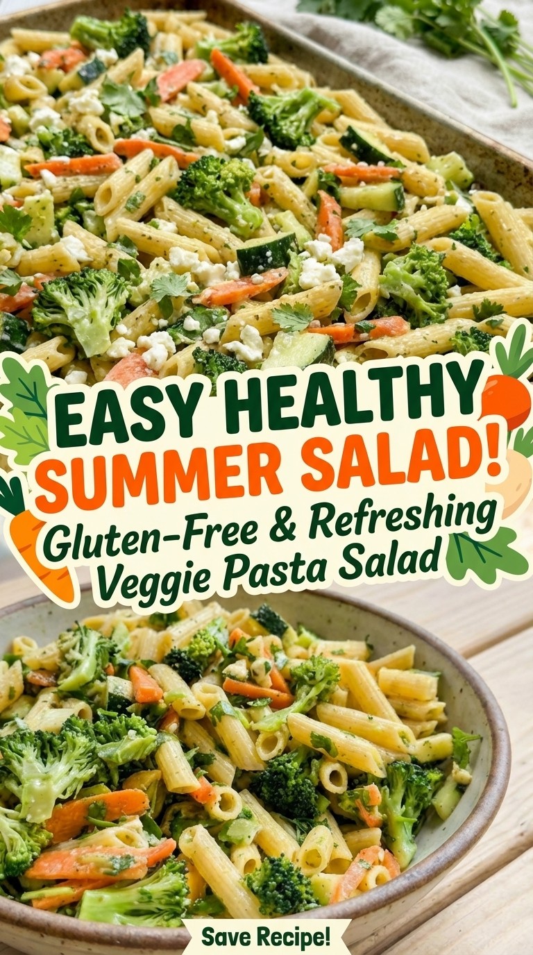 Gluten Free Cold Pasta Salad with Veggies - Easy Healthy Summer Pasta Salad Recipe