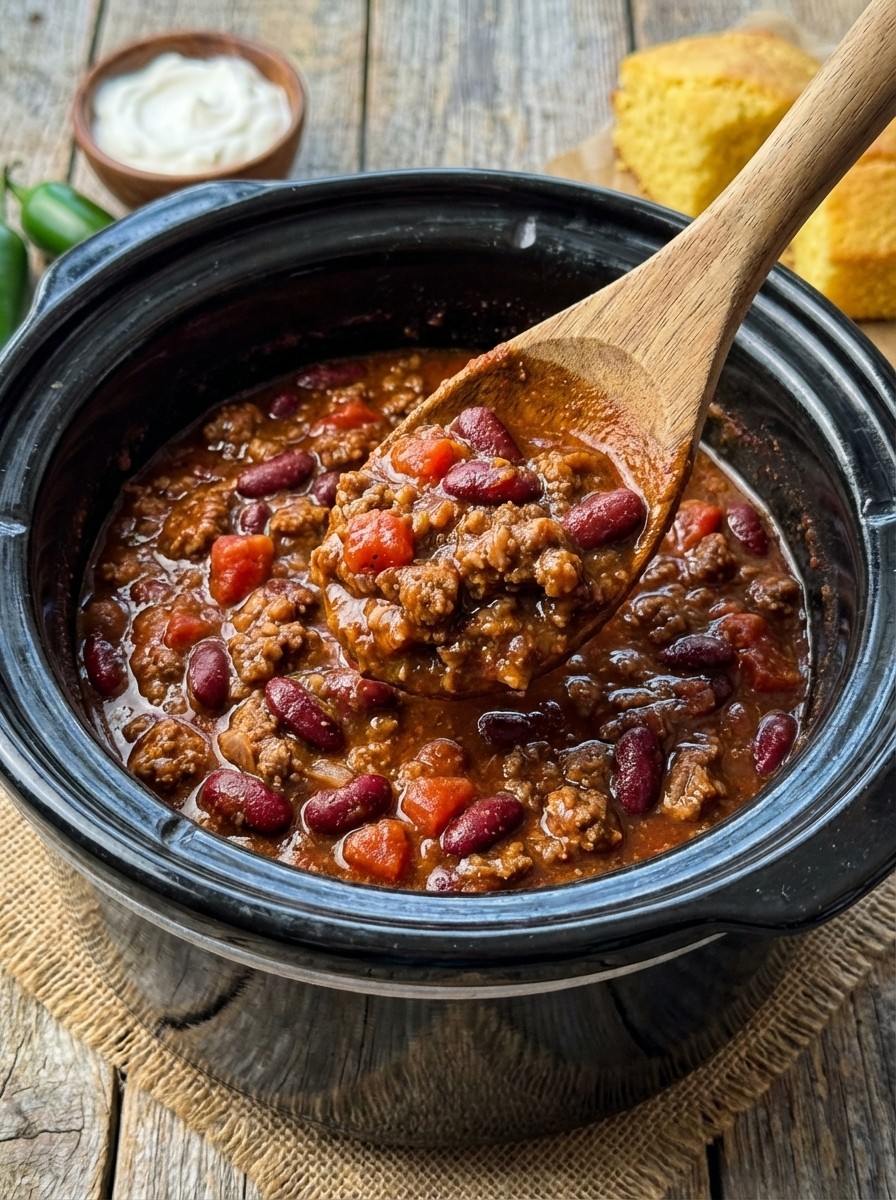 Healthy Crock Pot Beef Chili - Easy High Protein Slow Cooker Dinner for Summer
