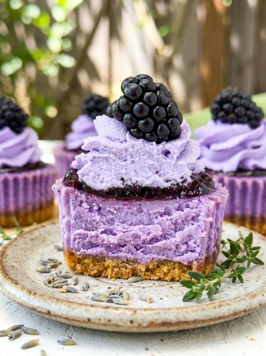 Mini Blackberry Lavender Cheesecakes – Cute Spring Desserts & Lavender Baking Ideas