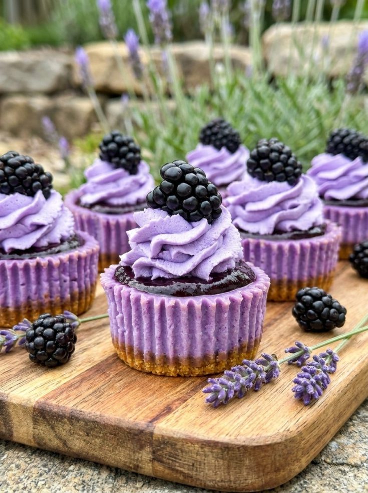 Mini Blackberry Lavender Cheesecakes – Cute Spring Desserts & Lavender Baking Ideas