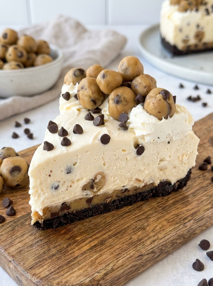 No Bake Cookie Dough Cheesecake – Easy Summer Dessert With Chocolate Chips