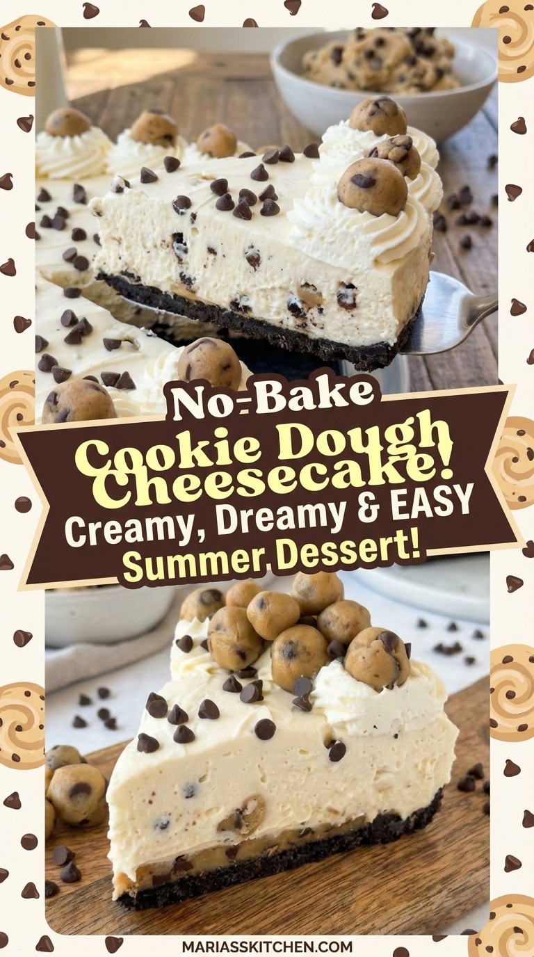 No Bake Cookie Dough Cheesecake – Easy Summer Dessert With Chocolate Chips