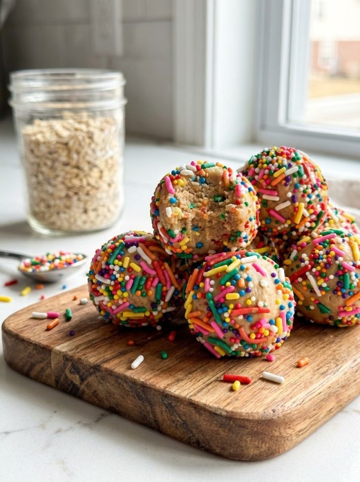 No-Bake Gluten Free Cake Batter Protein Balls - Fast & Healthy Snack & Dessert Idea for Summer