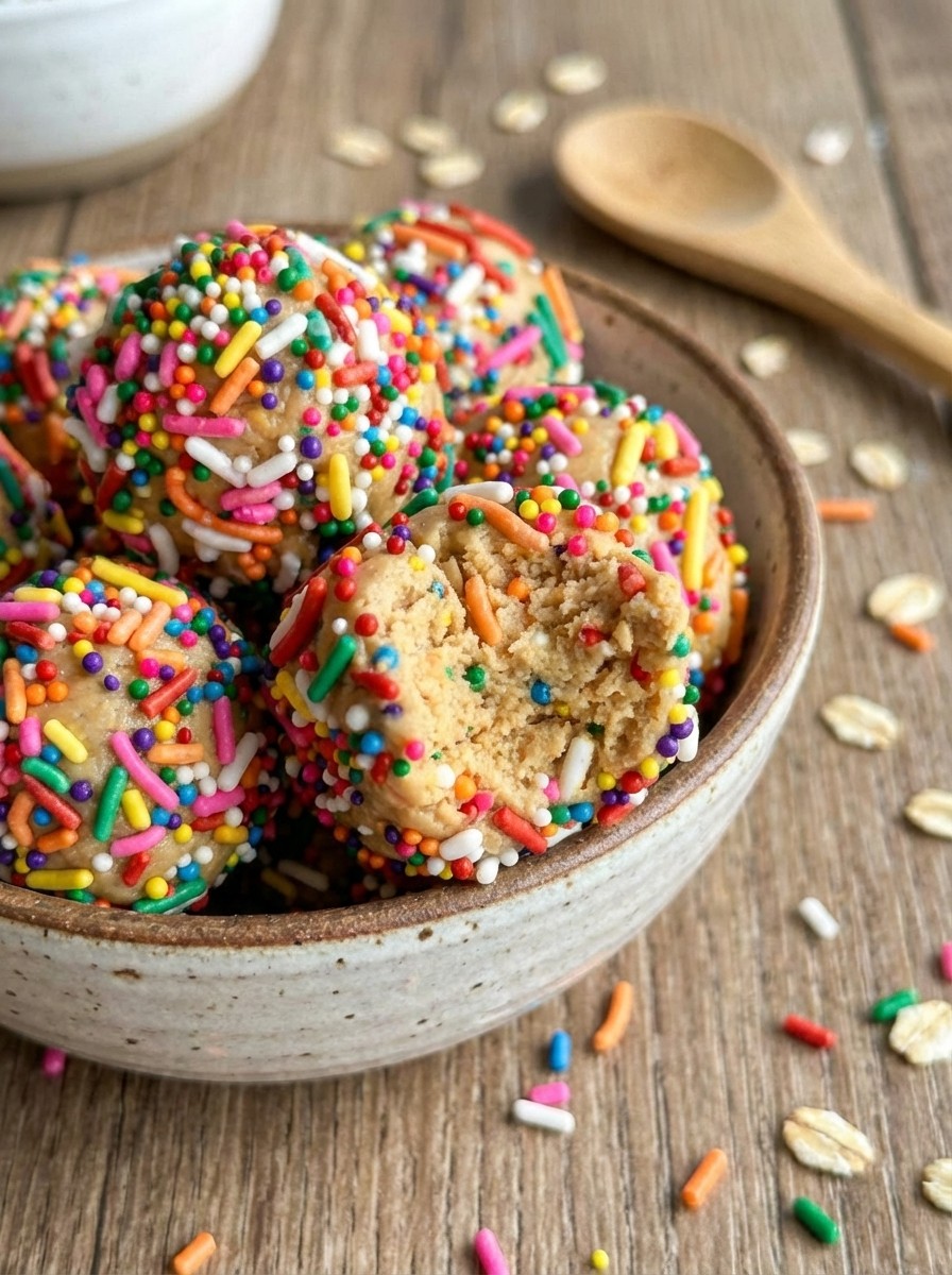 No-Bake Gluten Free Cake Batter Protein Balls - Fast & Healthy Snack & Dessert Idea for Summer