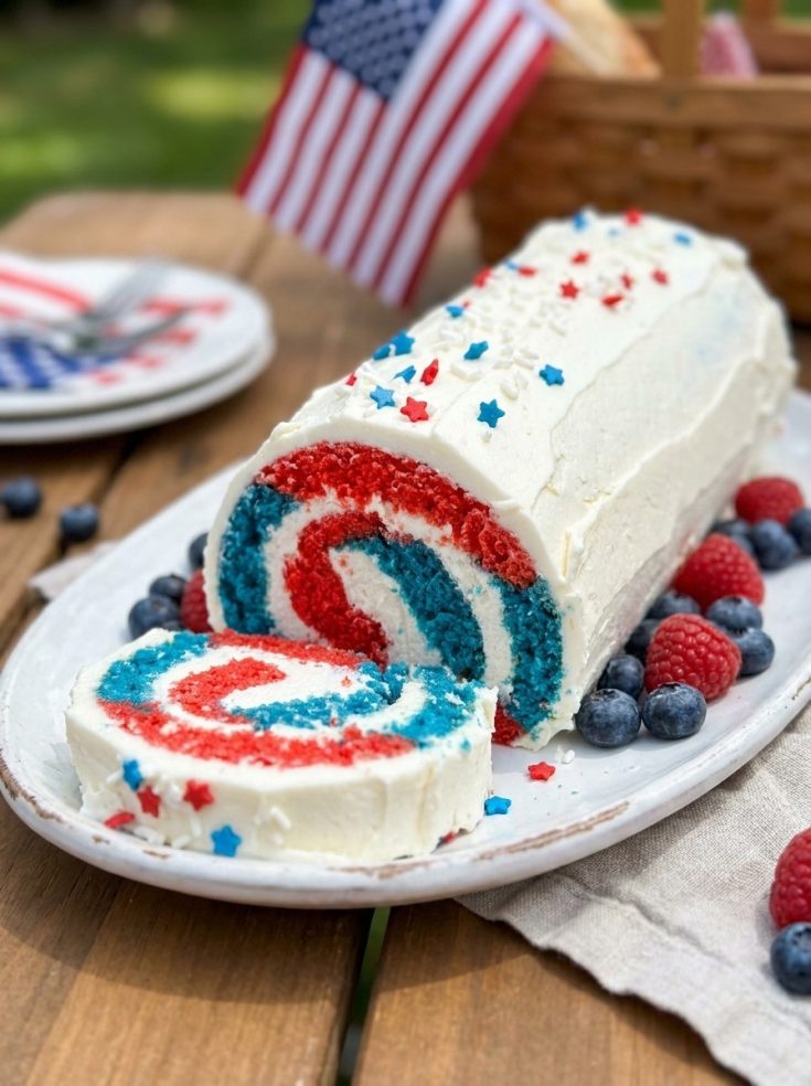 Patriotic Cake Roll Recipe – Perfect Red White and Blue Dessert for July 4th