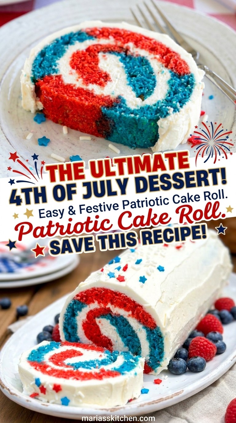 Patriotic Cake Roll Recipe – Perfect Red White and Blue Dessert for July 4th