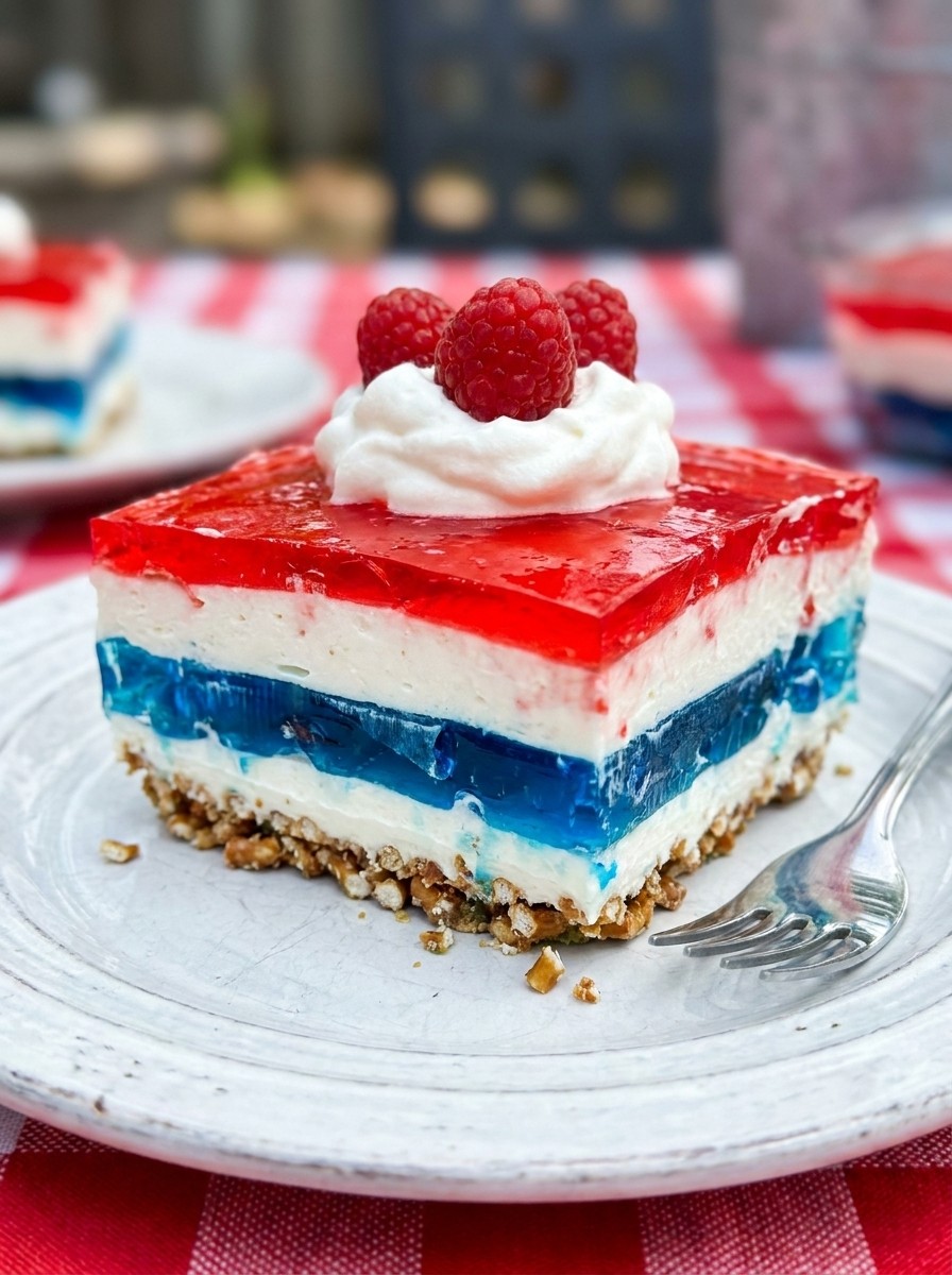 Patriotic Red White And Blue Pretzel Salad - Crowd Pleaser Fourth Of July Dessert Ideas