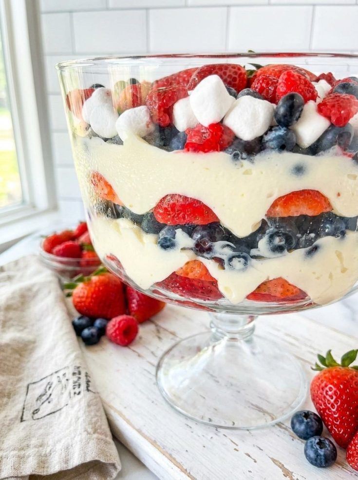 Patriotic Red White Blue Cheesecake Salad – Best Easy Summer Dessert for 4th of July Party