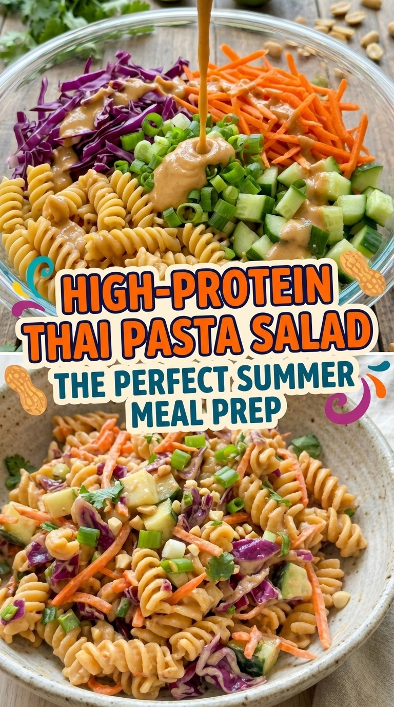 Protein Packed Thai Pasta Salad - Easy Healthy Summer Pasta Salad Recipe