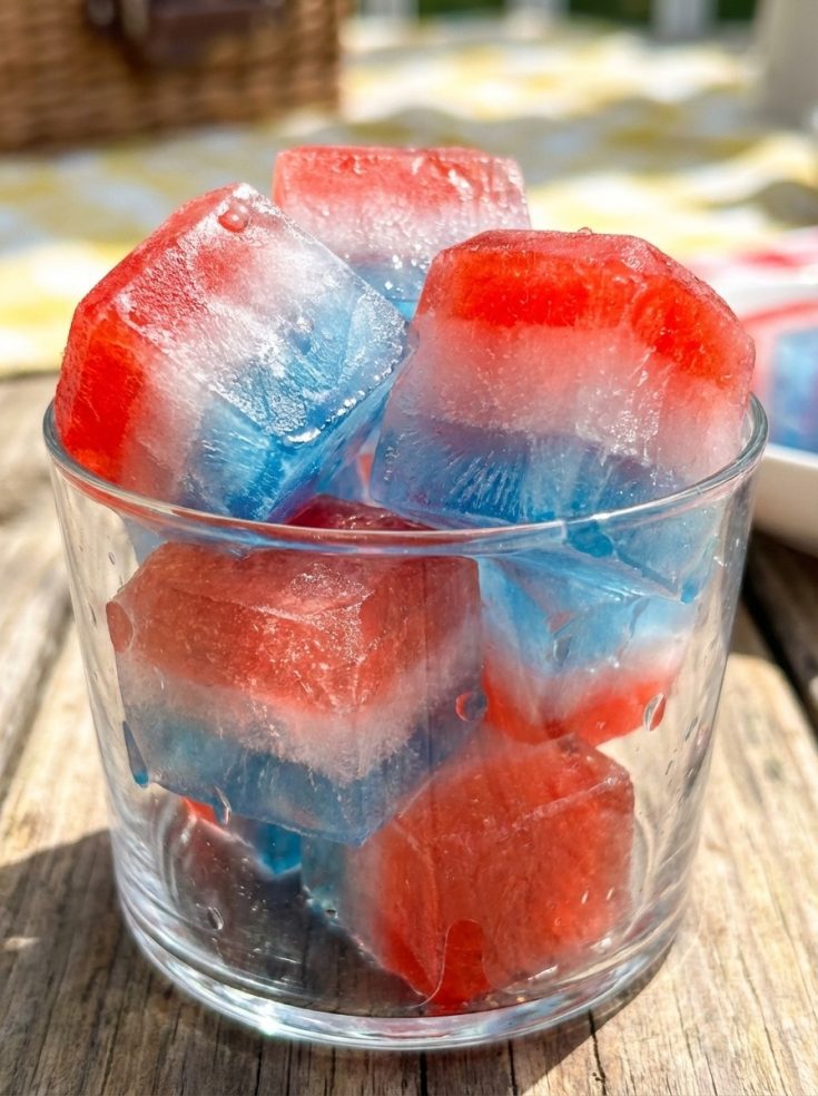 Red White And Blue Ice Cubes for Memorial Day Easy Desserts & 4th July Food Ideas