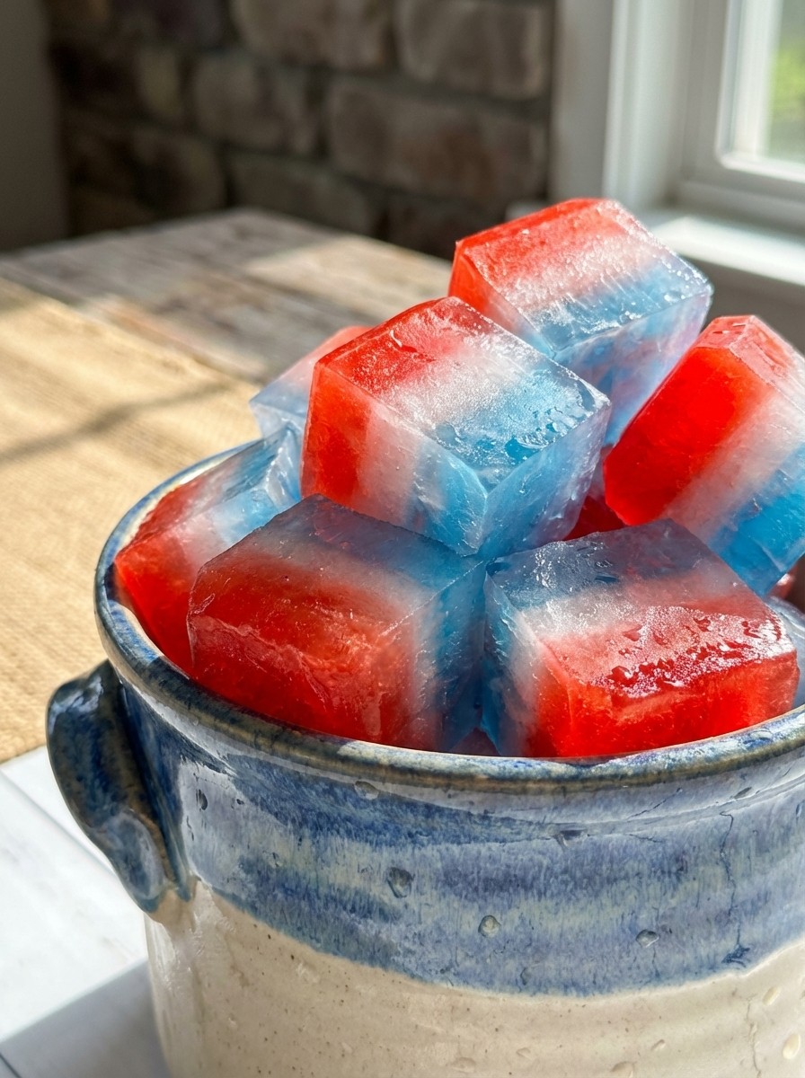 Red White And Blue Ice Cubes for Memorial Day Easy Desserts & 4th July Food Ideas