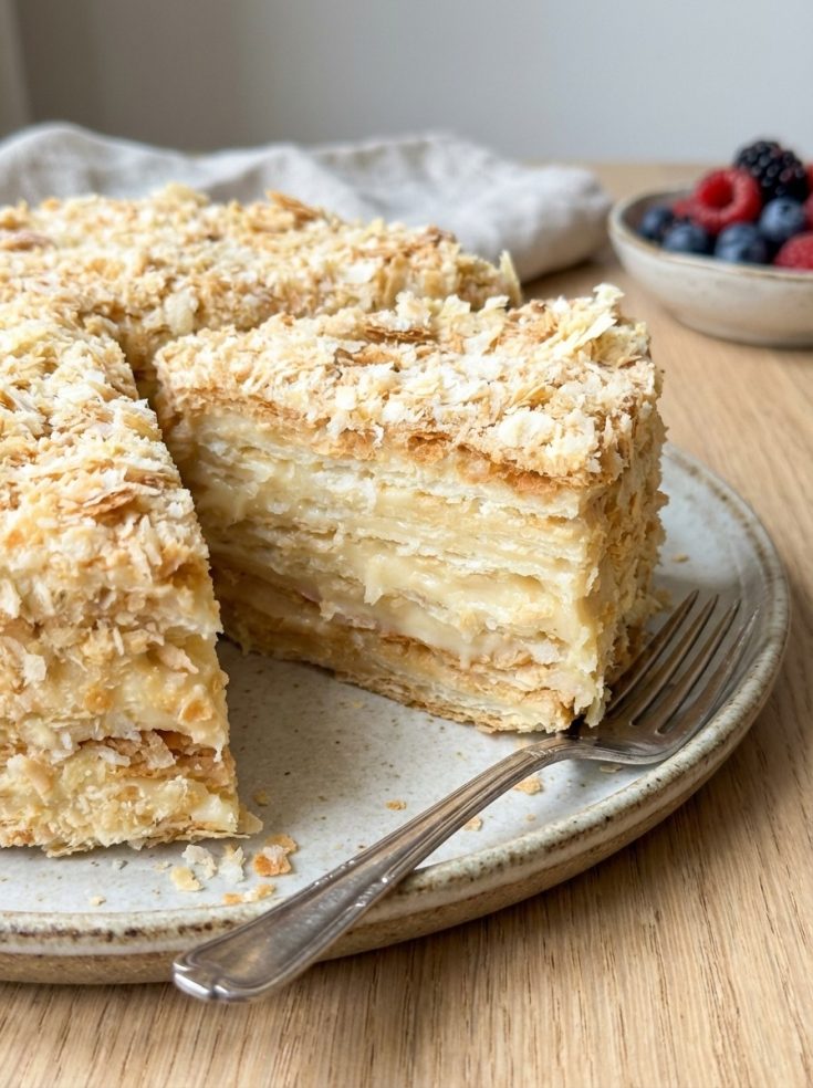 Russian Napoleon Cake – Easy Puff Pastry Dessert with Creamy Custard Layers