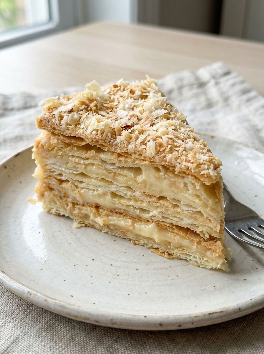 Russian Napoleon Cake – Easy Puff Pastry Dessert with Creamy Custard Layers