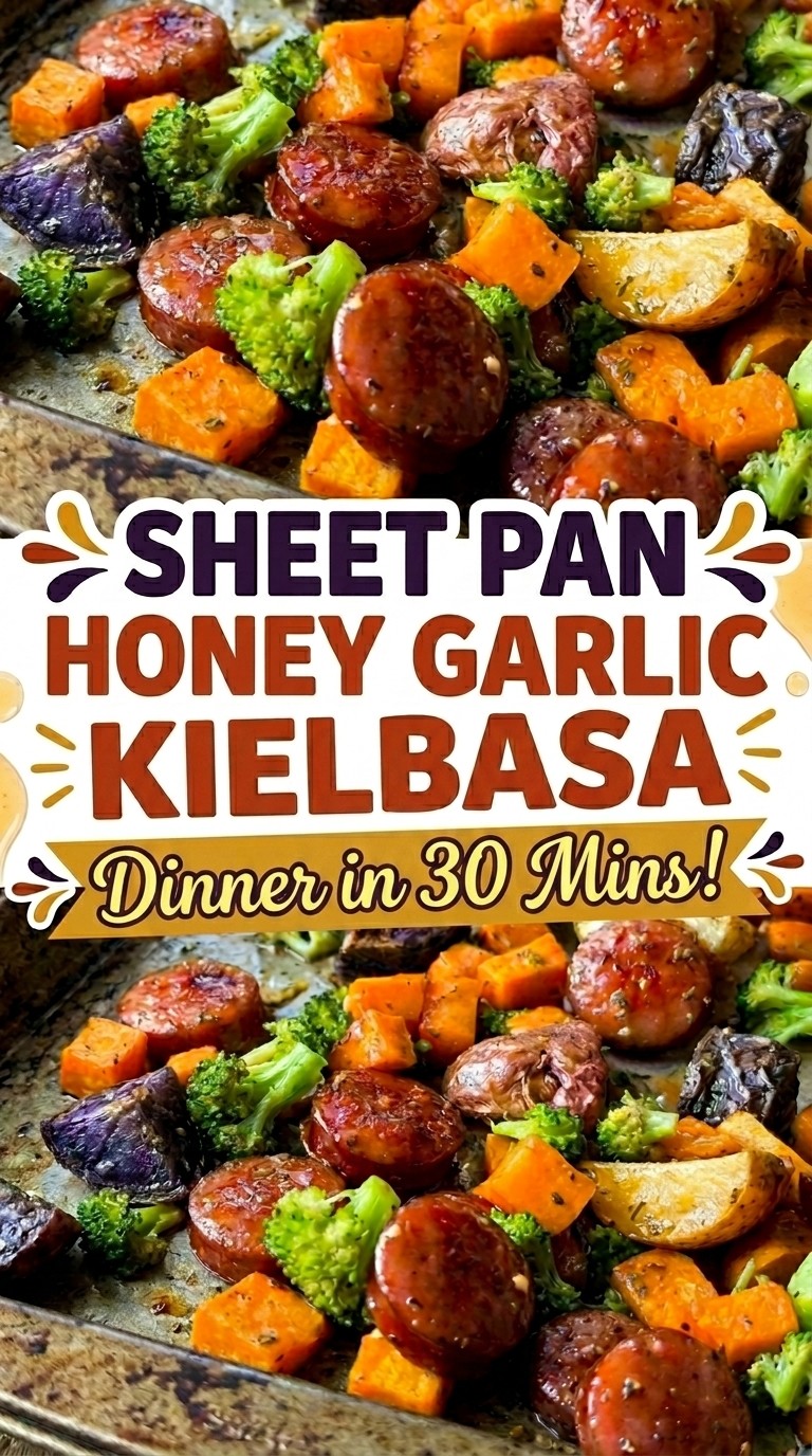 Sheet Pan Honey Garlic Kielbasa & Veggies - Easy Oven Dinner & Roasted Veggies