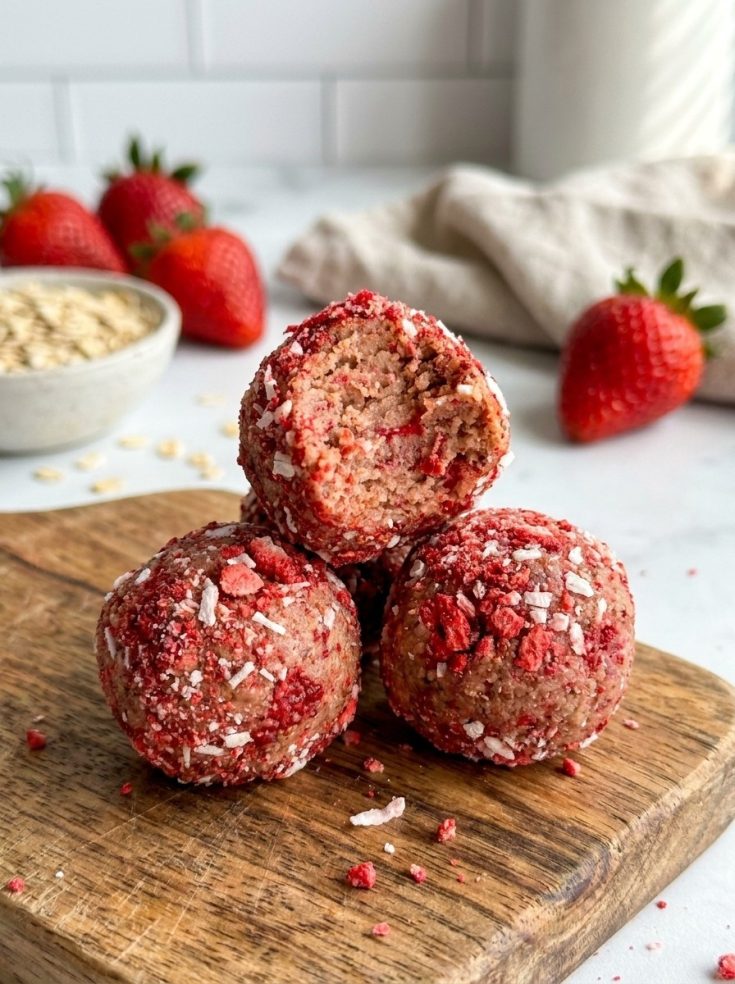 Viral 10-Minute Strawberry Protein Energy Bites for After Workout Snacks