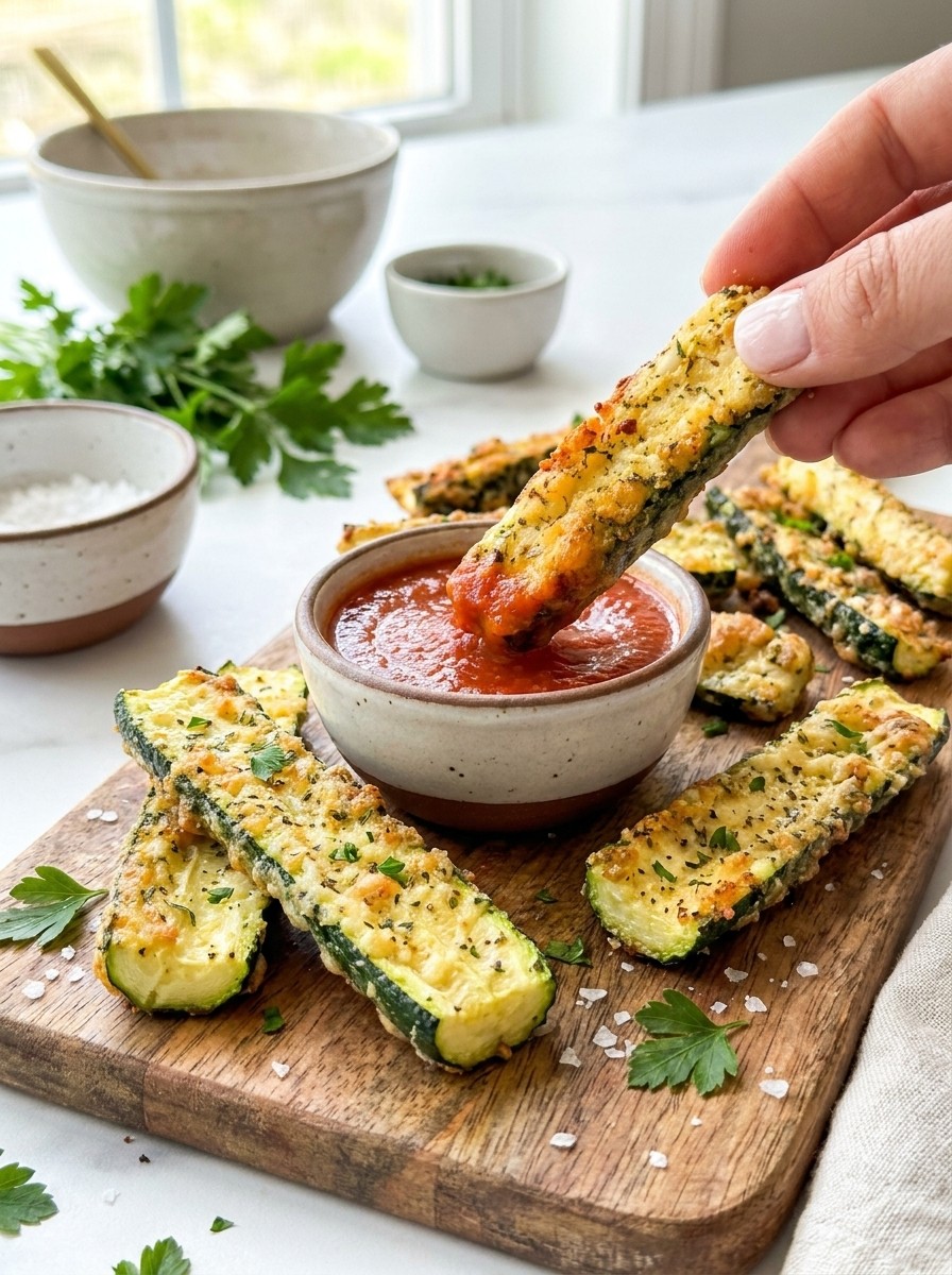 Viral 4-Ingredient Crispy Baked Keto Zucchini Fries - Delicious Fries Ideas for Healthy Snacking